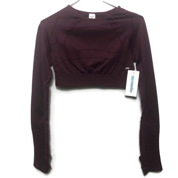 NWT Marika Long Sleeve Crop Top Maroon Rash Guard Arm Sleeves - Picture 2 of 5